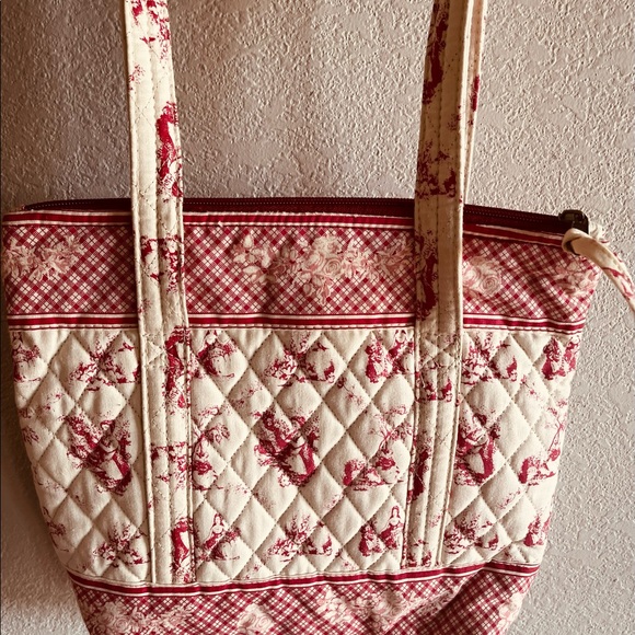Vintage Bouvier Red Toile Victorian Print.              Russ Bertie & Co Handbag - Picture 2 of 9